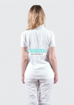 Рубашка женская (футболка) "Поло" медицинская (белый) пике №УФР-МЕД-84