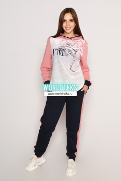 Брюки женские "Саламандра" (темно-синий/пудровый) №М-Б-416-1