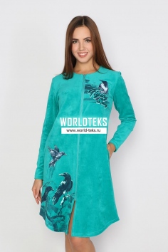 Халат "Линда" (велюр, мятный) №М-Х-1810