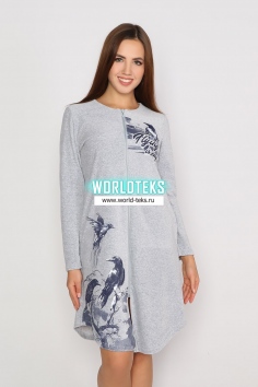 Халат "Линда" (велюр, серый меланж) №М-Х-1810-1