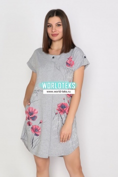 Халат "Элли" (кулирка, серый меланж) №М-Х-1906