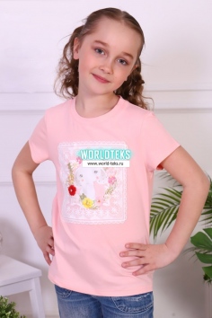 Футболка на девочку "Пестик" (коралл/розовый) №МРЛ-ФТ.0182-1