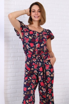 Комбинезон женский из кулирки Верена корона на синем №А-03749