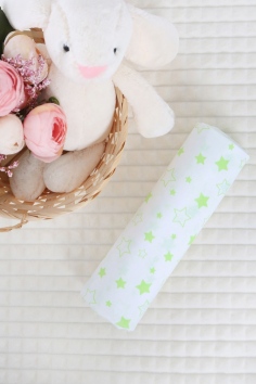 Пеленка из бязи арт. ПЛБ-75-звездочка -салатовая