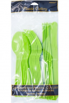 Столовые приборы пластик "Kiwi Green" №ВЗ-1502-0904