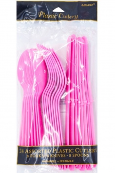 Столовые приборы пластик "Bright Pink" №ВЗ-1502-0905