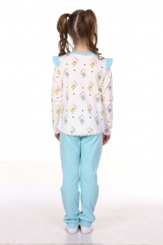 Пижама для девочки Мышки-горошки арт. ПД-016-031 - голубой+горох