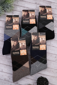 Подарочный набор мужских носков "Амина" (ангора, махра) №390-3А (12/313)