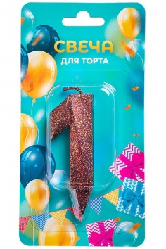 Свеча-цифра "1" Грань красная блеск №ВЗ1502-5777
