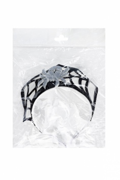 Ободок Паутина черная "Паук серебро блеск" №ВЗ1501-6353