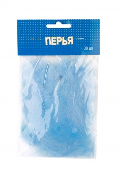 Перья декоративные голубые 10 см  №ВЗ1501-5337