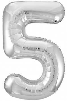 Шар фольгированный ЦИФРА 5 40" Металлик Silver №ВЗ1207-3826