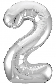 Шар фольгированный ЦИФРА 2 40" Металлик Silver №ВЗ1207-3823