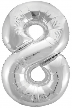 Шар фольгированный ЦИФРА 8 40" Металлик Silver №ВЗ1207-3829
