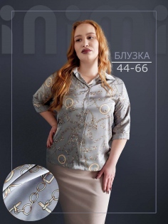 Блуза шелк - цепи серые №Н-1311