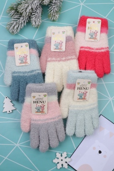 Перчатки детские "HENU" (двойные, начес) №ГПС106 (18м/308)