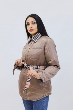 Демисезонная женская куртка весна осень Клетка - коричневый №Н-8762