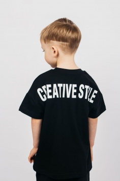 Футболка с принтом на спине детская - черный №Н-52352