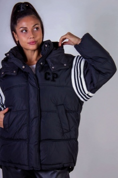 Стильная куртка с капюшоном Оверсайз Евро-зима, демисезон арт.2309 - черный