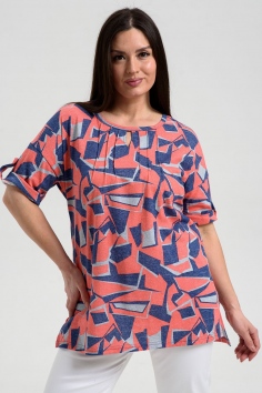 Туника - ромбики коралл+синий №Н-8243