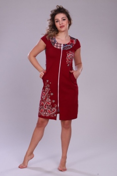 Халат женский на молнии - красный