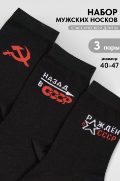 Носки мужские СССР (набор 3 пары) - черный