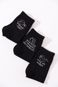 Носки мужские Мчу на учебу (набор 3 пары) - черный