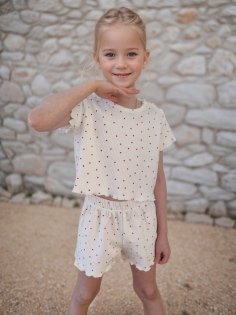 Пижама Пружинка топ с шортами сердца - сердца на молочном №Н-33063