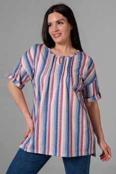 Туника - полоса бордо+горох №Н-8243