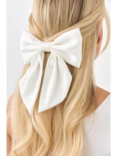  Бант на заколке - белый №Н-60210