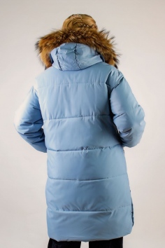 Удлиненная парка с капюшоном, арт , - светло-голубой №Н-618