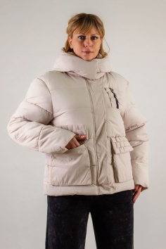Демисезонная куртка с отделкой Квадраты арт. - светло-бежевый №Н-811