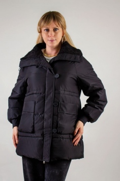 Демисезонная куртка с меховой отделкой, арт. - черный №Н-928