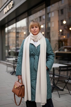 Зимняя куртка пальто с меховым воротником арт. - бирюзовый №Н-2815