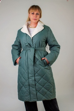 Зимняя куртка пальто с меховым воротником арт. - бирюзовый №Н-2815