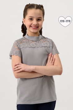 Камелия блузка детская кор. рукав - серый