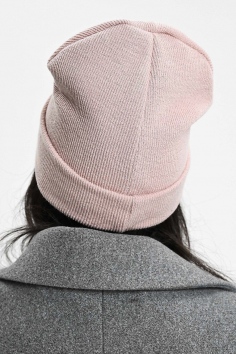 Шапка теплая в рубчик - розовый