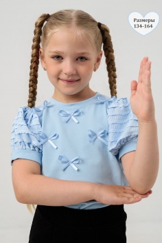 Блузка ЛЕЯ короткий рукав - голубой