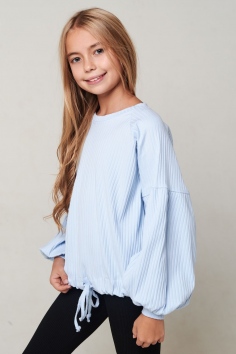 Блузка Кассандра длинный рукав - голубой