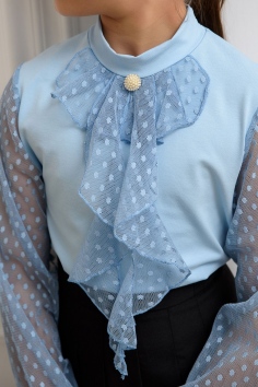 Блузка Олимпия длинный рукав - голубой